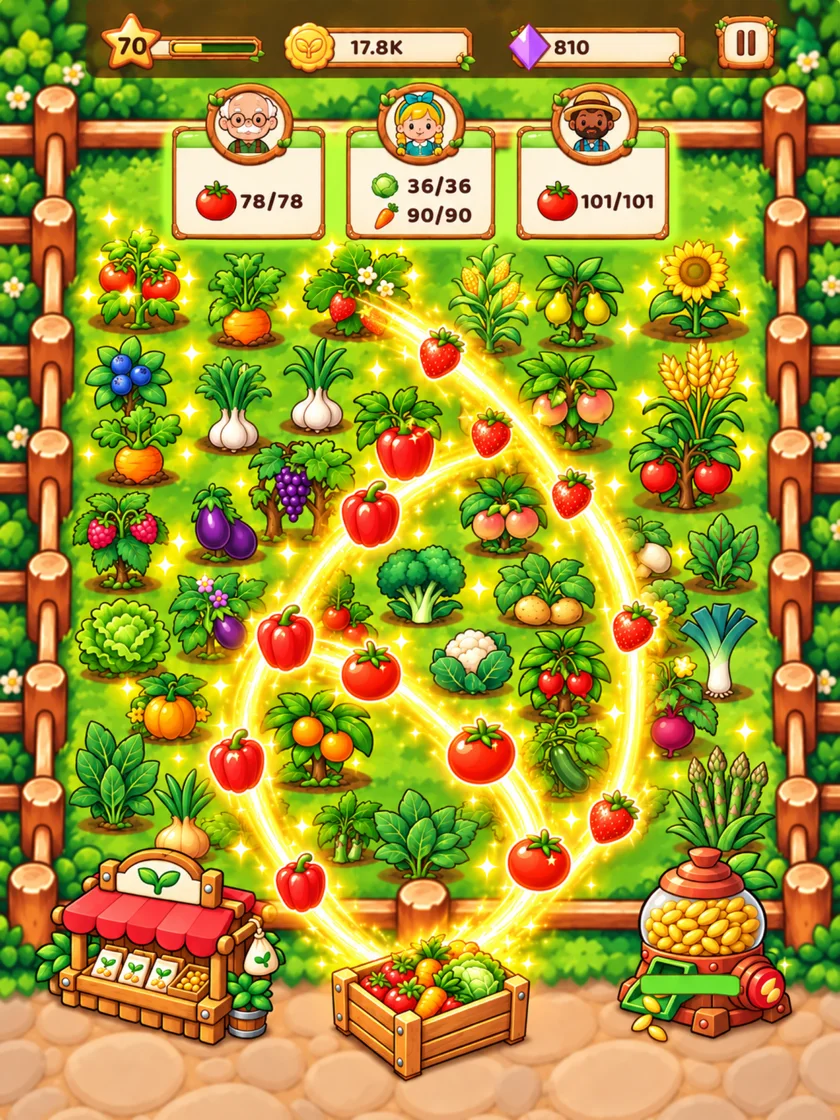Ripe crops being harvested across the open farm