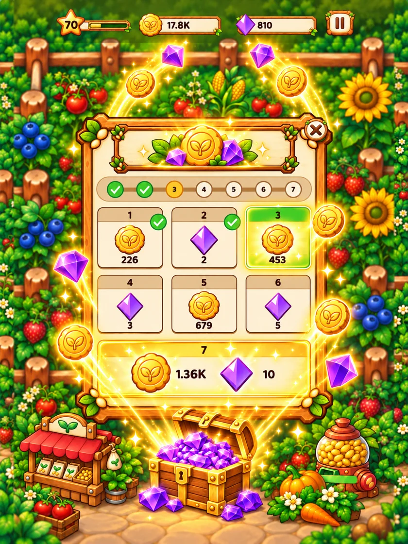 Sorrel Farm’s daily reward screen