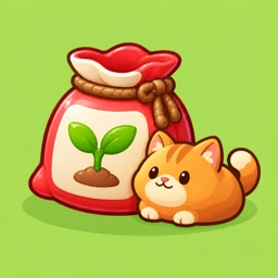 Sorrel Farm app icon: a seed bag and an orange cat